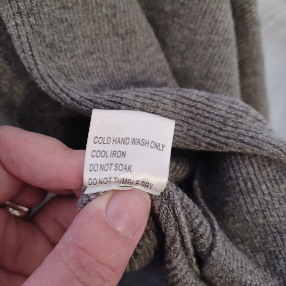 SEEK THE LABEL Sz XS Gray Ribbed Tie Front Half Sleeve Cardigan Fall Cozy Modern - Picture 15 of 15